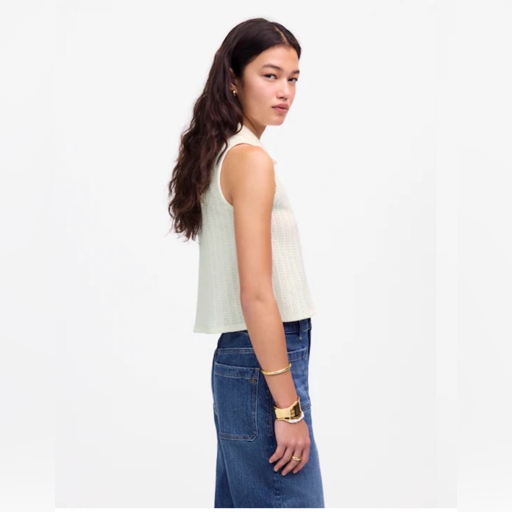 Madewell Crochet-Knit V-Neck Sweater Vest in Vintage Ivory - Picture 5 of 7